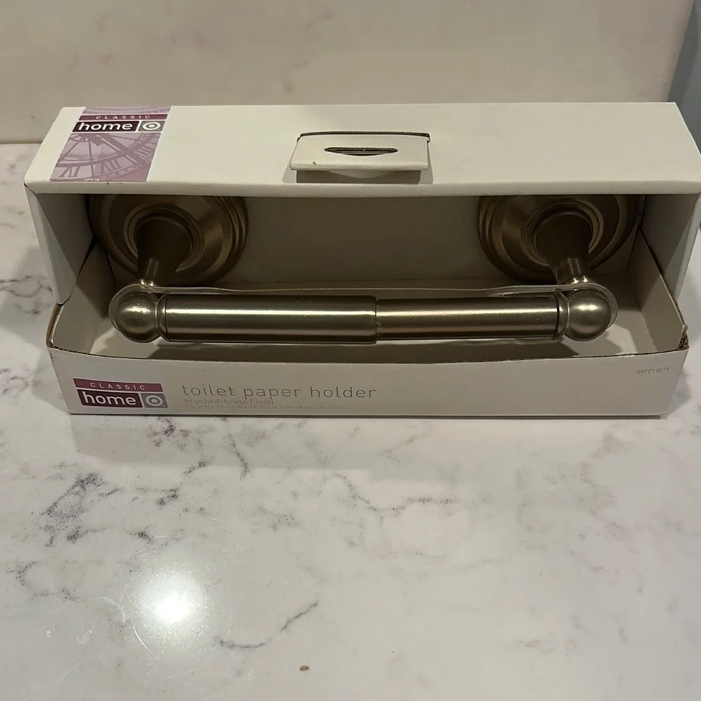 Classic Home Toilet Paper Holder in Brushed Brass